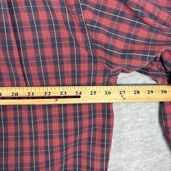 LL Bean Button Down Shirt Mens XL Long Sleeve Cotton Plaid Lot of 2 Red Green - Picture 6 of 15